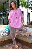 Izi Cheesecloth Button Tee Candy